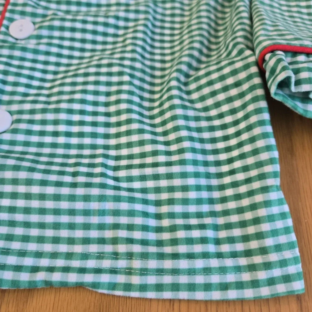 Only Little Once Christmas Holiday Pajama‎ 2 Pc Set Green Gingham Size 4 NWOT